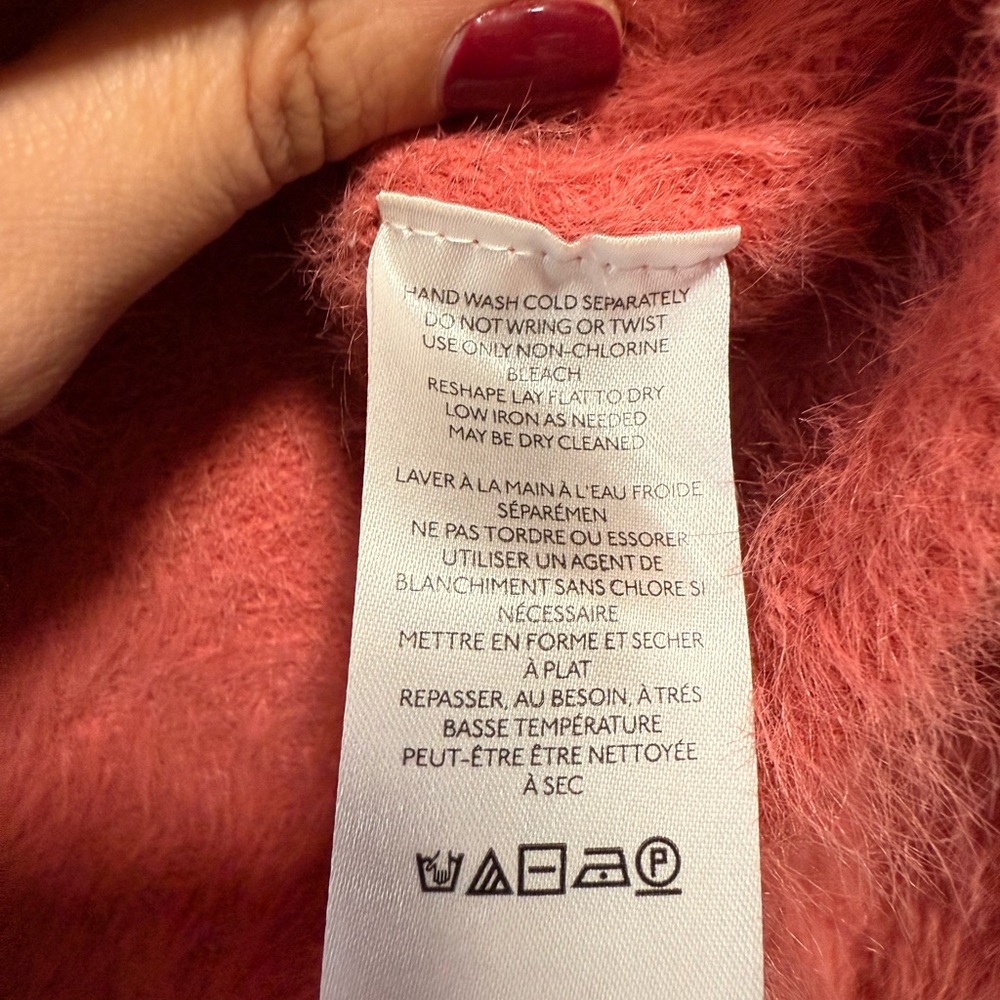 Pilcro Cropped Eyelash Sweater – Coral Pink – Size L - Picture 7 of 7